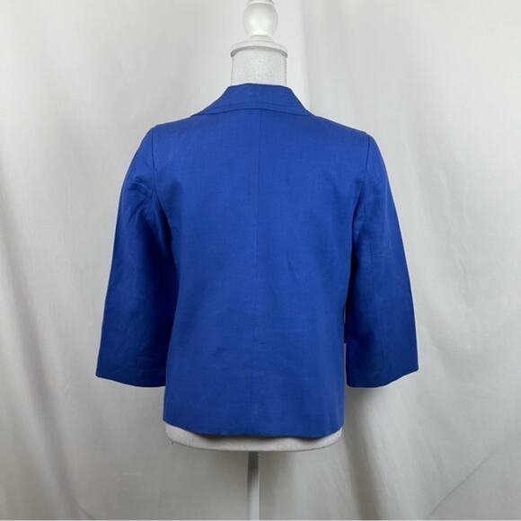 Talbots Cobalt Blue 100% Linen CottageCore Blazer Jacket NWOT Size 4 - Picture 4 of 11